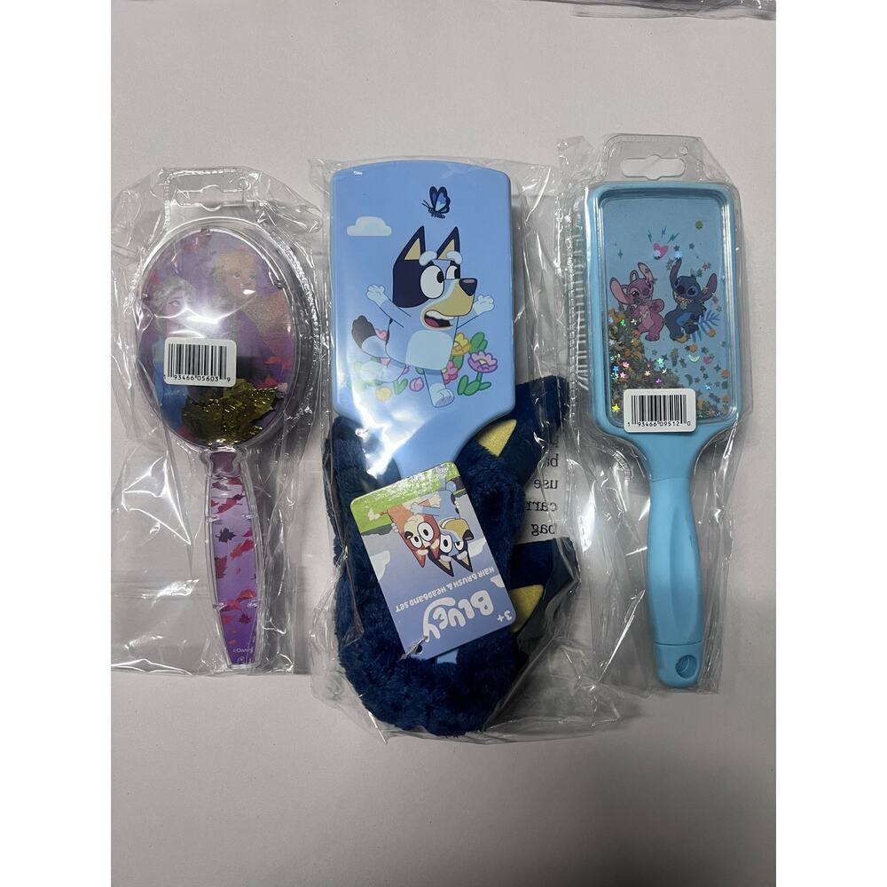 LUV HER Disney Girls Detangling Hairbrush Bundle of 3 Frozen Lilo& Stitch Bluey
